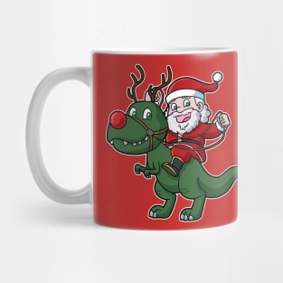 Santa Claus Riding T Rex Dinosaur Christmas Mug